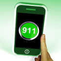 Nine One On Phone Showing Call Emergency Help Rescue 911